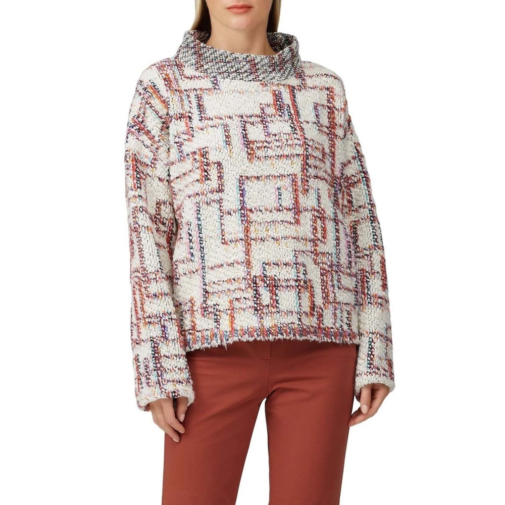 Hunter Bell Women's Knit Geometric Luxury Runway Mock Neck Rory Sweater Small